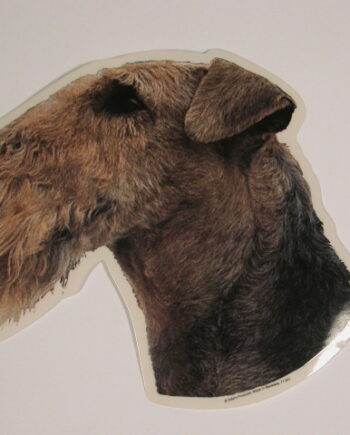 Airedale Terrier  Hv  Vælg: Klistermærke  Nøglering  Broche  Slipsenål  Mm