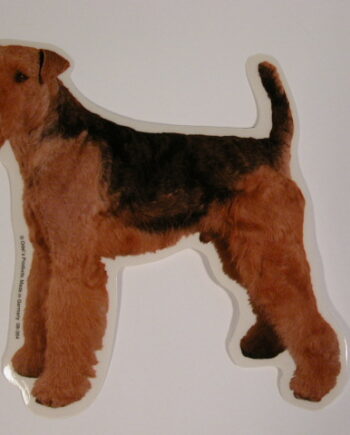 Airedale Terrier  St  Vælg: Klistermærke  Nøglering  Broche  Slipsenål  Mm