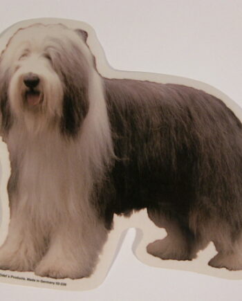 Bearded Collie  St  Vælg: Klistermærke  Nøglering  Broche  Slipsenål  Mm