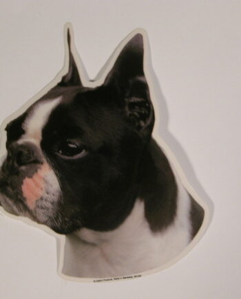 Boston Terrier  Hv  Vælg: Klistermærke  Nøglering  Broche  Slipsenål  Mm