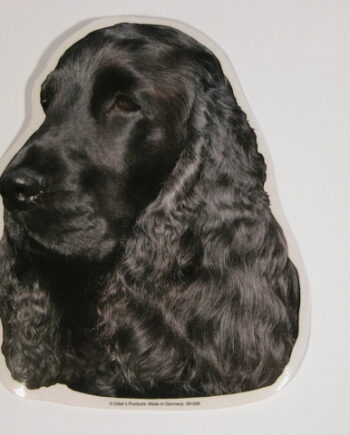 Cocker Spaniel  Sort  Hv  Vælg: Klistermærke  Nøglering  Broche  Slipsenål  Mm