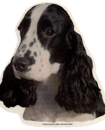 Cocker Spaniel  Sort Hvid  Hv  Vælg: Klistermærke  Nøglering  Broche  Slipsenål  Mm