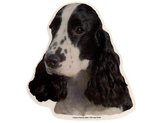 Cocker Spaniel  Sort Hvid  Hv  Vælg: Klistermærke  Nøglering  Broche  Slipsenål  Mm