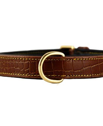 Cool Læderhalsbånd  Quot Crocodile-look Quot  Cognacfarvet