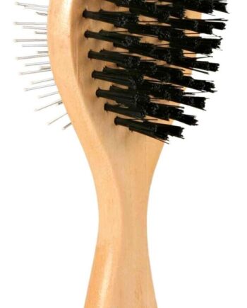 Dobbelt Hundebørste Af Lyst Træ  Stål Nylonhår