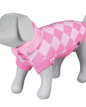 Dog Princess Strik-pullover  Lyserød Pink-ternet