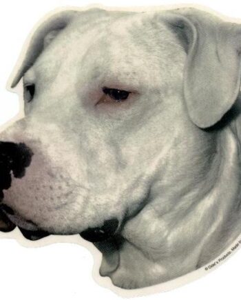 Dogo Argentino  Hv  Vælg: Klistermærke  Nøglering  Broche  Slipsenål  Mm
