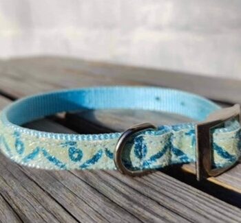 Fashion Halsbånd Blåt Med Glimmer Mønster  35cm
