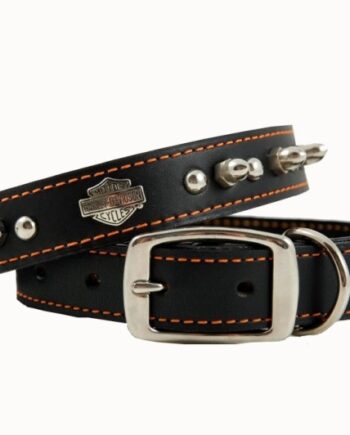 Halsbånd  Quot Harley Davidson Quot   Læderhalsbånd Dobbelt Lag Læder Og Stikninger  75cm