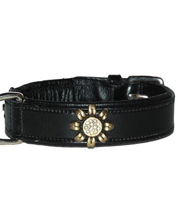 Halsbånd  Quot Sunshine Quot  Sort Læder Med Super Flotte  Quot Sol-beslag Quot