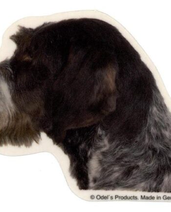 Hønsehund  Ruhåret  Hv  Vælg: Klistermærke  Nøglering  Broche  Slipsenål  Mm