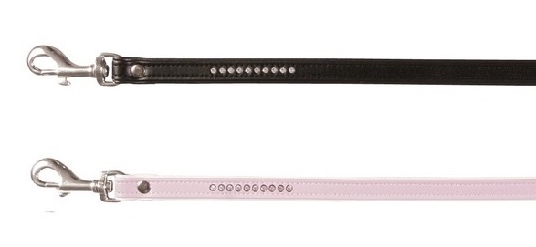 Hundeline Med Håndtag Fashion Med Række Swaroski Krystaller Rød