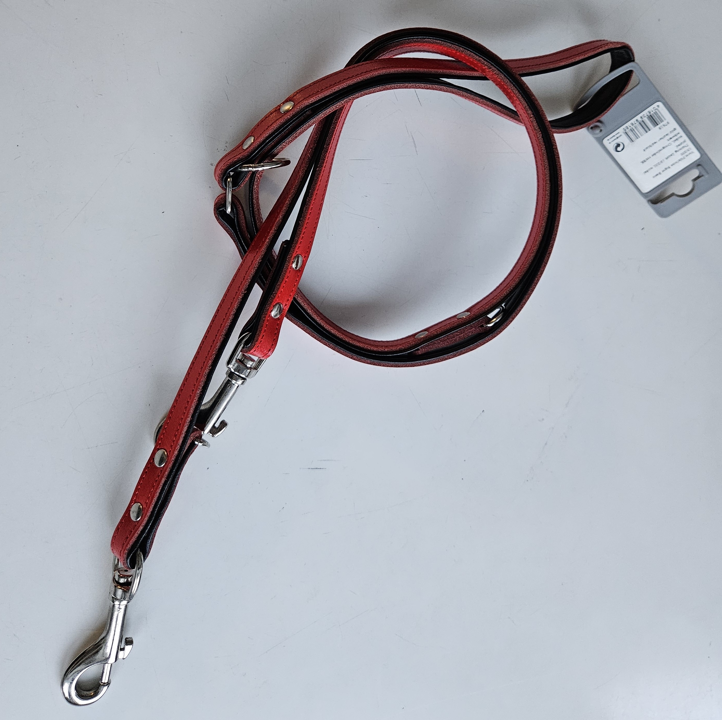 Hunter Dressurline  Læderline Med   Karabinhager  Rød Sort