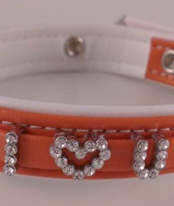 Hunter Orange Halsbånd   Quot   Love You Quot  Fuldt Besat Med  Quot Diamanter Quot