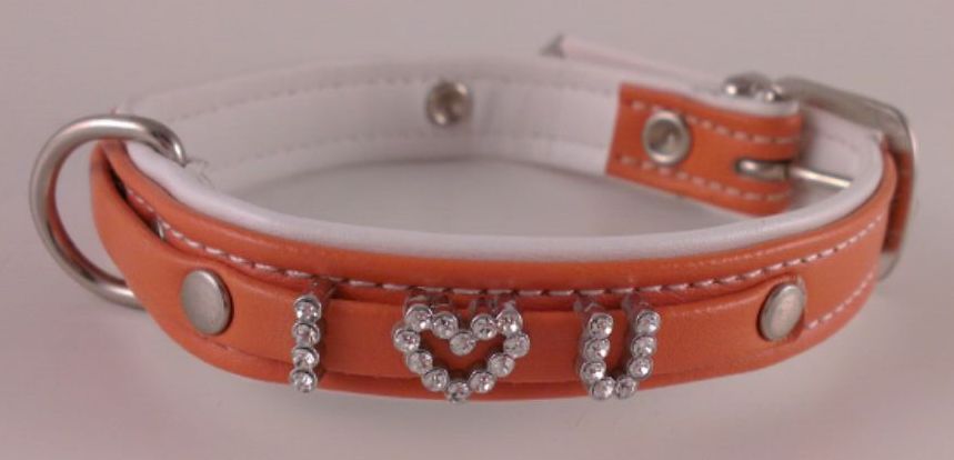 Hunter Orange Halsbånd Quot Love You Quot Fuldt Besat Med Quot Diamanter Quot