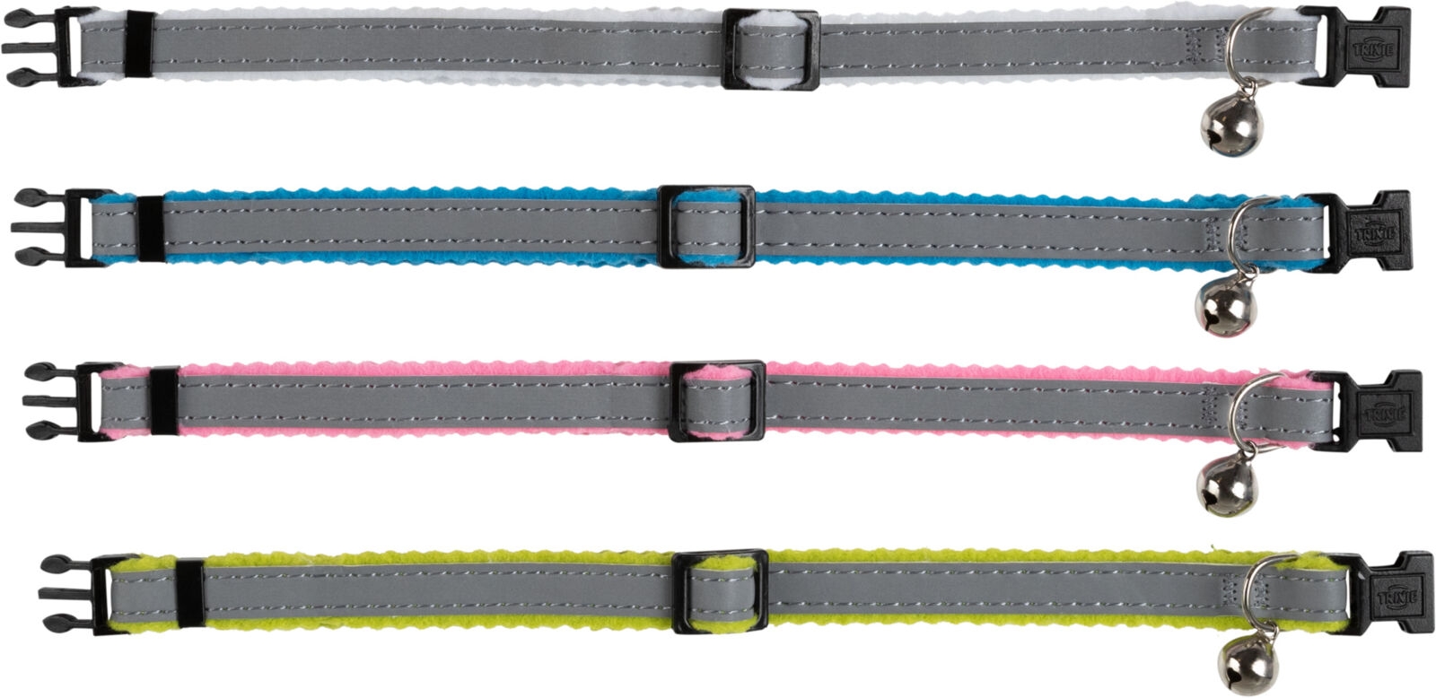 Kattehalsbånd Sølvgrå Reflekterende Filtforet Ass Farver