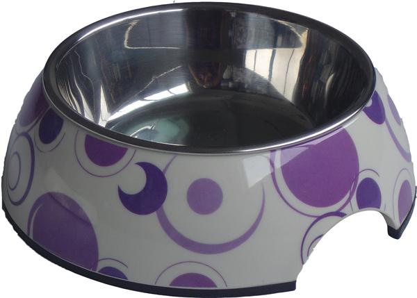 Melamin Skål Med Stål-indsats Med Lilla Cirkler