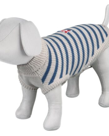 Milton Strik Pullover Lysegrå Blå Stribet