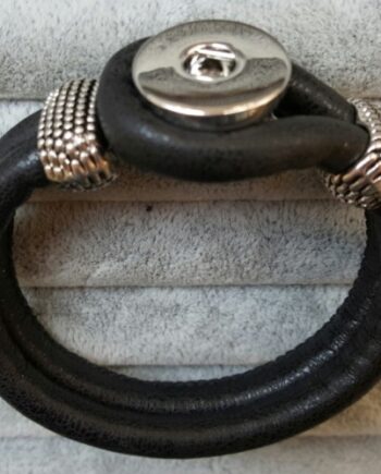Quot Basic Nature Quot   Armbånd   Glat Sort Læderlook Til Snap Knap  Spar 50 -
