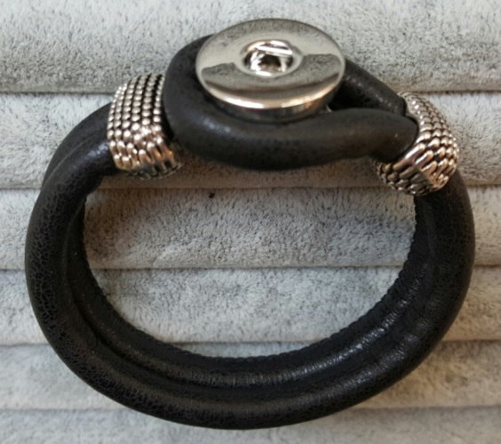 Quot Basic Nature Quot Armbånd Glat Sort Læderlook Til Snap Knap Spar 50 -