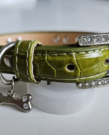 Quot Croco Quot  Halsbånd Med Kødben Og  Quot Diamanter Quot  35cm