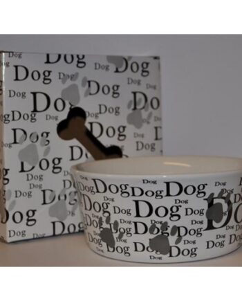 Quot Dog Quot  Skål   Keramik Med Skrift Og Potetryk  400ml