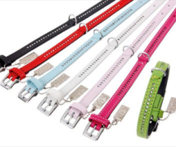 Vintage Læderhalsbånd Med   Række  Quot Diamanter Quot