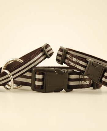 Vita Halsbånd   Sort Nylon Med Bred Refleks