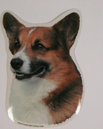 Welsh Corgi Pembroke  Hv  Vælg: Klistermærke  Nøglering  Broche  Slipsenål  Mm
