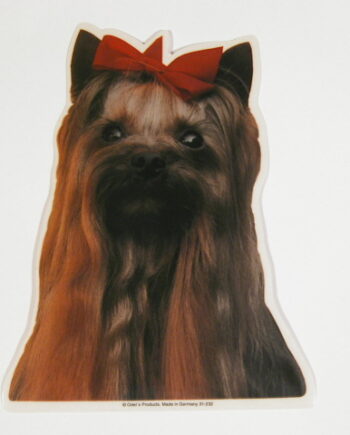 Yorkshire Terrier  Hv  Vælg: Klistermærke  Nøglering  Broche  Slipsenål  Mm