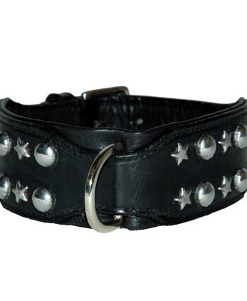 -cool Kraftigt Læderhalsbånd Fra  -cool   Quot Hard Core Quot  Med To Rækker Knopnitter