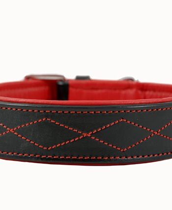 -cool Læderhalsbånd   Kraftigt Sort Læder Med Blødt For  Zigzag Red Devil