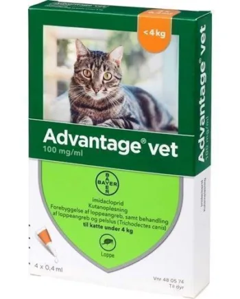 Advantage Loppemiddel Til Katte Under   Kg          Ml