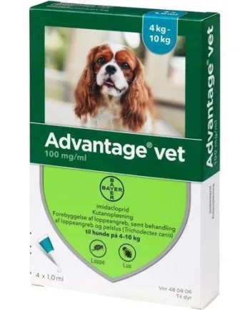 Advantage Vet Loppemiddel Til Hunde  -10 Kg        Ml
