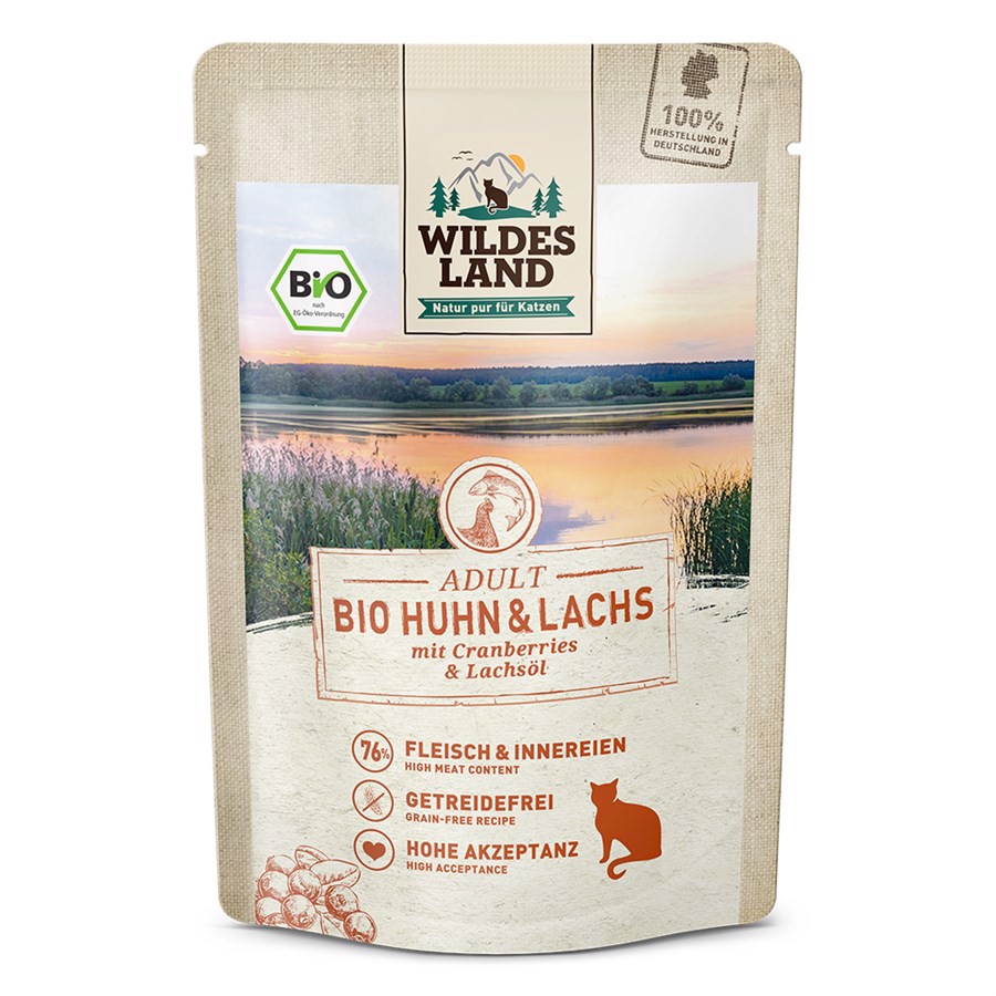 Wildes Land Cat Bio Chicken Salmon 12 Pouches