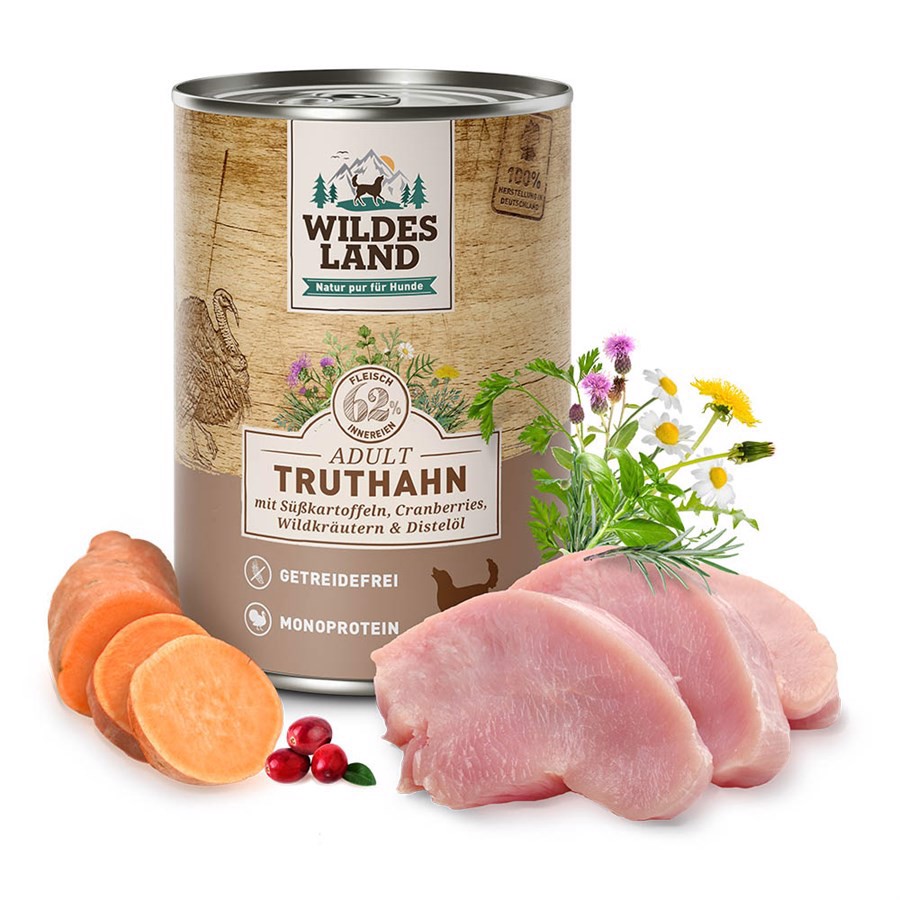 Wildes Land Classic Kalkun Dåsemad Til Hunde 400g