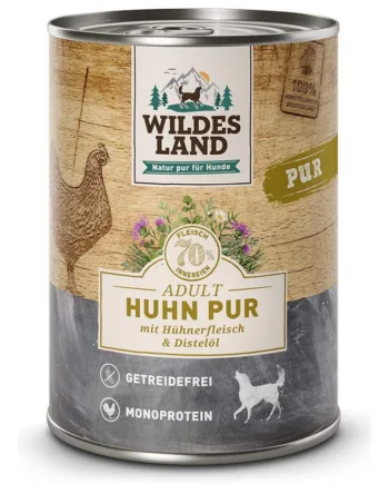 Wildes Land Pur Kylling Dåsemad Til Hunde  400g