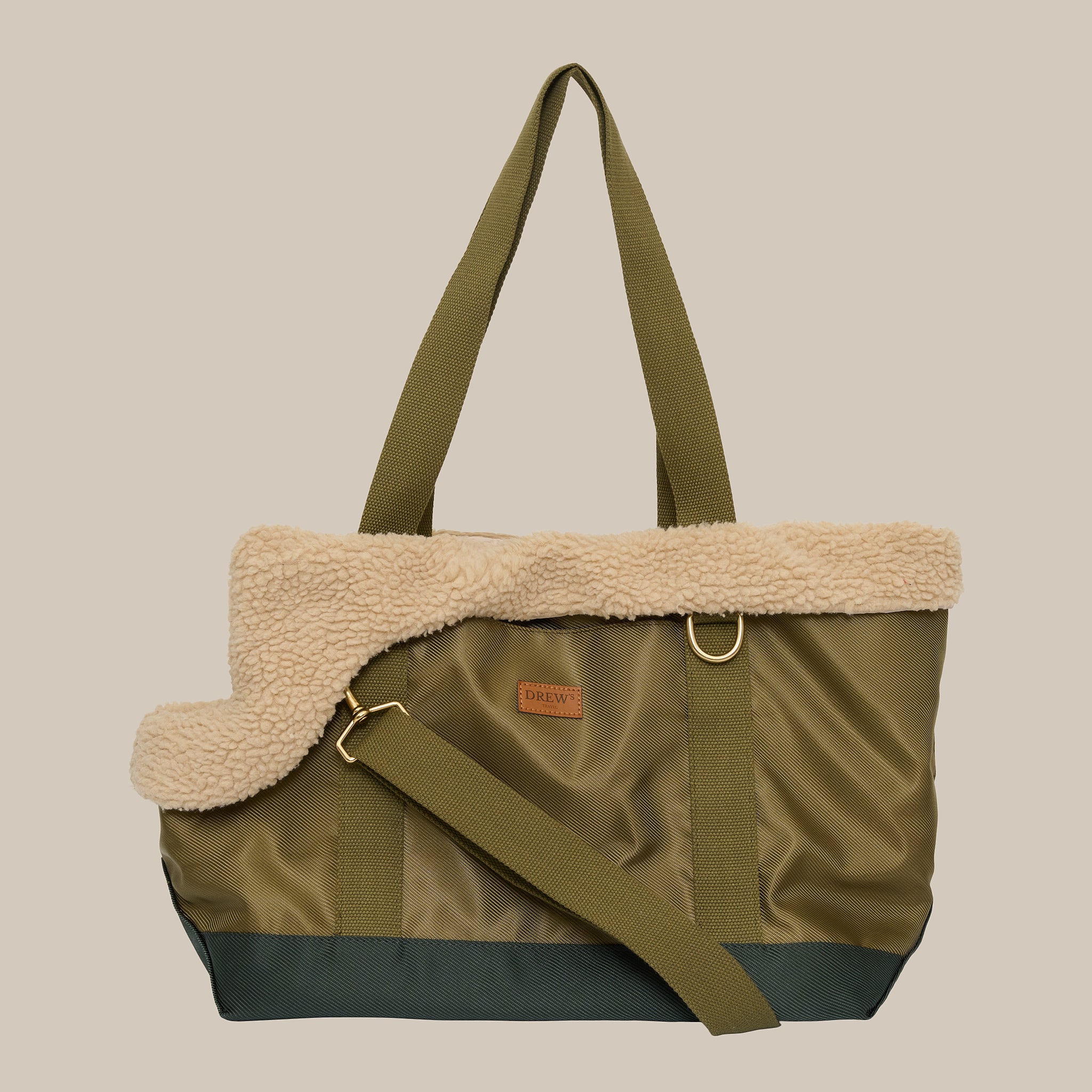 Limited Edition Olive Sporty Hundetaske Med Blødt Inderfor Teddy Fleece