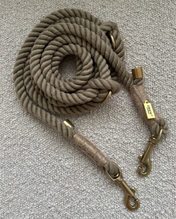 Khaki Standard   Justerbar Og Blød Hundesnor 250cm   Khaki