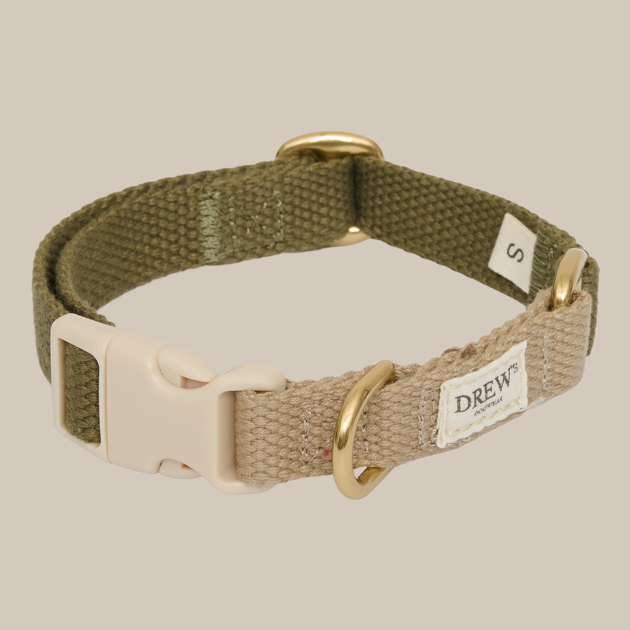 Olive Blødt Justerbart Halsbånd Grøn Beige Xs