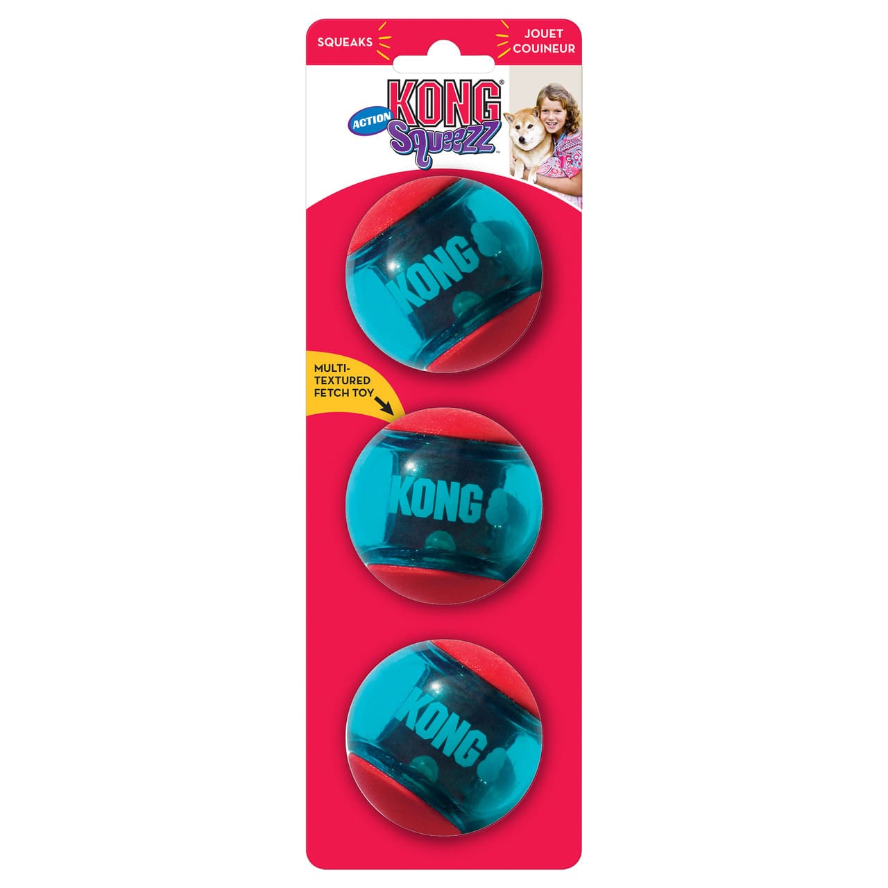 Kong Squeezz Actionball Rød Stk Cm Slidstærke Bolde Til Hunde Med Squeaker-effekt