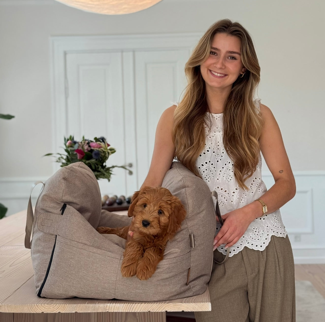 Oscar Hunde Bilsæde Lynlås Beige Beige